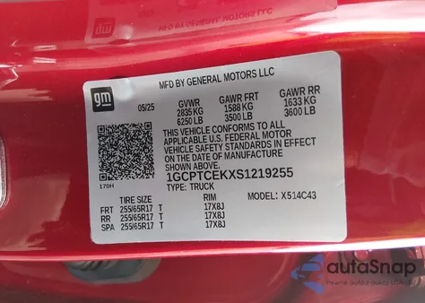 2025 Chevrolet Colorado 4Wd Lt z USA, uszkodzony, nr VIN 1GCPTCEKXS1219255